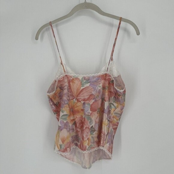 Vintage satin floral lace cami tank top lingerie sexy  y2k 90s cottage core - Picture 3 of 3